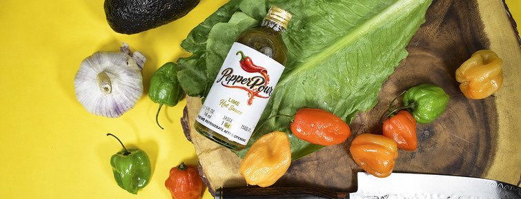 PepperPour hot sauce with fresh habanero peppers