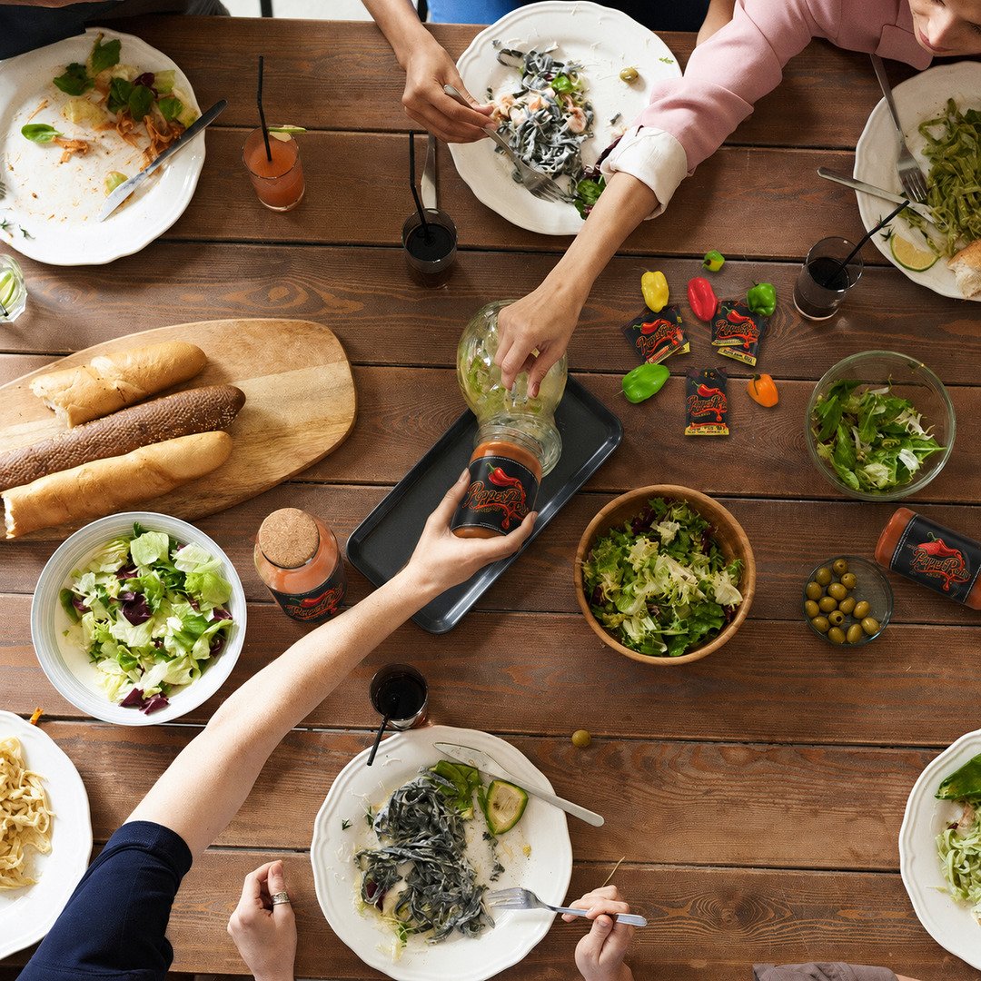 PepperPour at a shared dining table